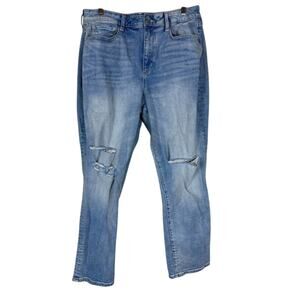 Arizona Jeans Womens 15 Medium Wash Distressed High Rise Straight Leg Streetwear